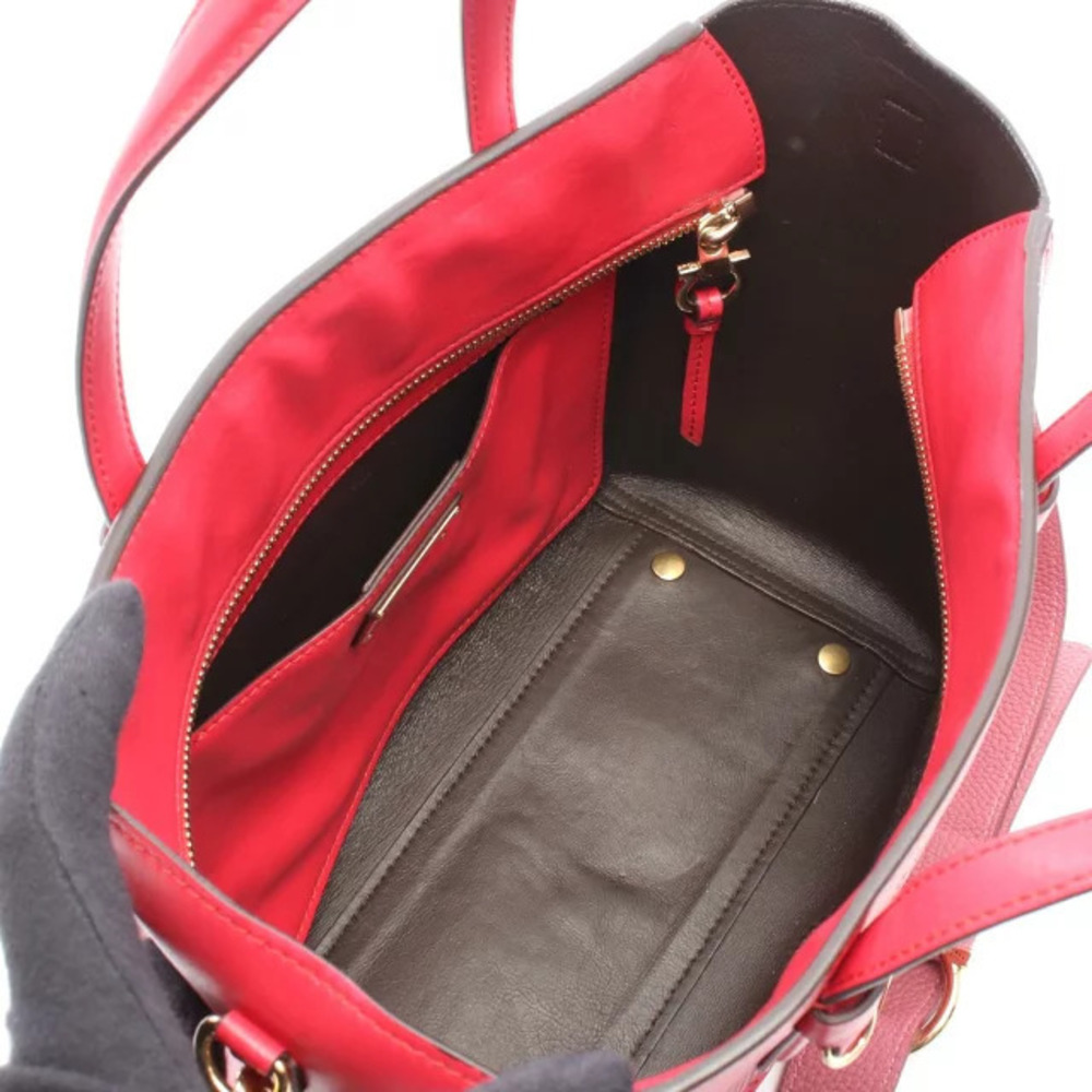 Salvatore Ferragamo Bonnie Lettering Handbag Leather Red - Picture 3 of 6